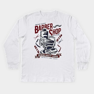 Vintage Barber Shop Kids Long Sleeve T-Shirt